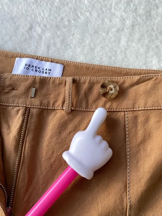 Derek Lam 10 Crosby Camel Flared Trousers Contrast Stitch Size 6 Cotton Cropped - Picture 13 of 14